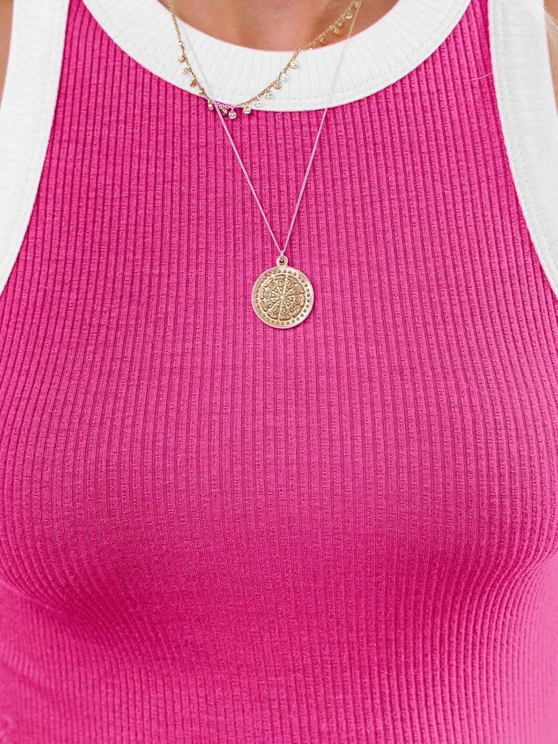 siliteelon Womens Colorblock Racerback Crew Neck Casual Basic Ribbed Fitted Tank Top Sleeveless Camis