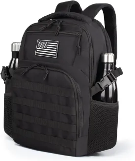 Small Military Tactical Backpack for Men，Travel Hiking Black Backpack with Bottle Holder on Both Sides, 25L Laptop Backpack for Work, Men's Assault Bag Back Pack