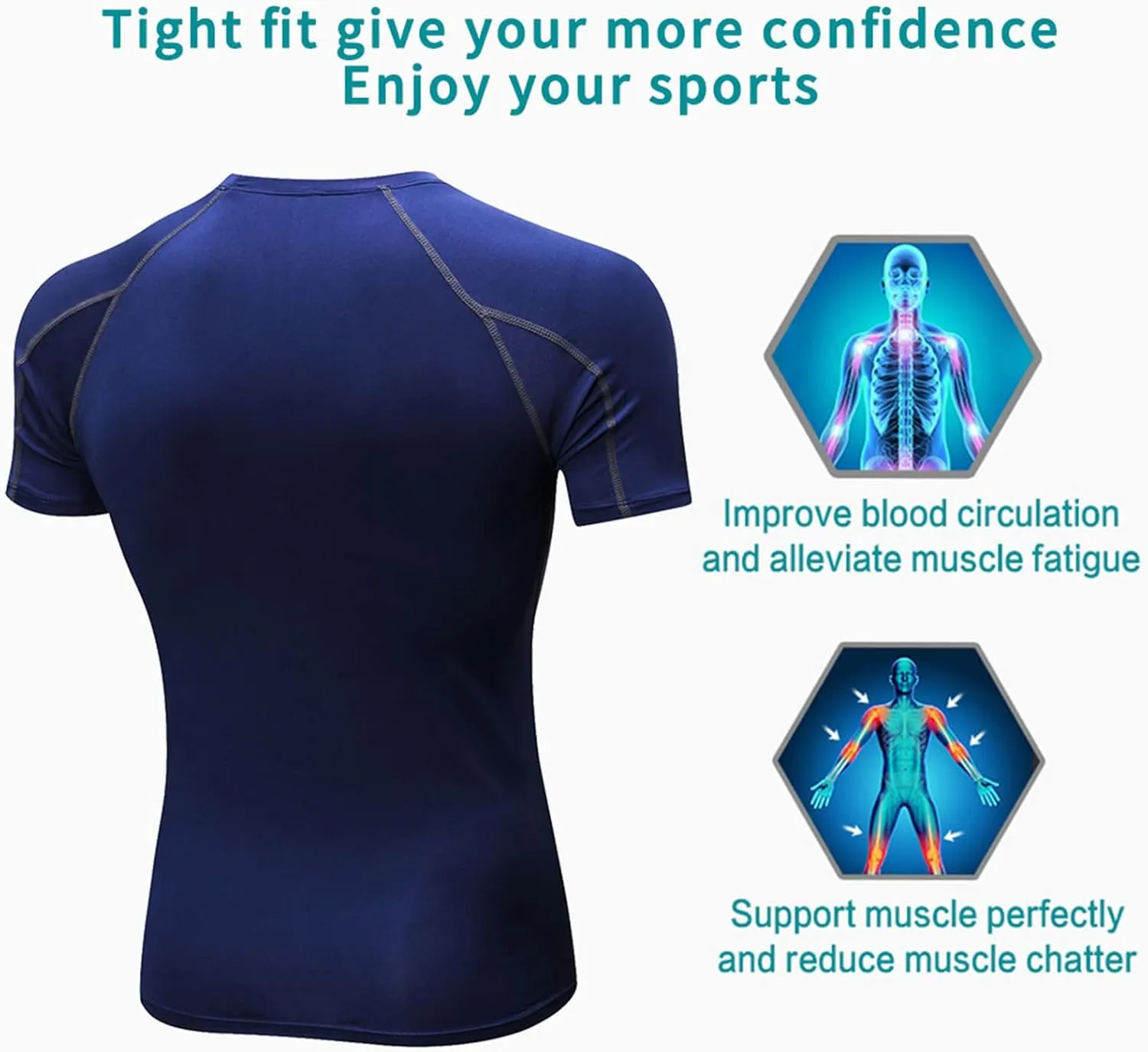 SPVISE Men's Compression Shirts Short Sleeve Workout Gym T-Shirt Running Tops Cool Dry Sports Base Layer Athletic Undershirts