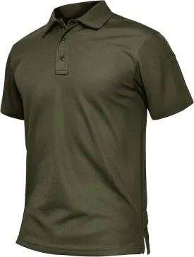 TACVASEN Men's Polo Shirts Dry Fit Tactical Golf Polos Short Sleeve Shirt UPF 50  Performance Collared Work Athletic