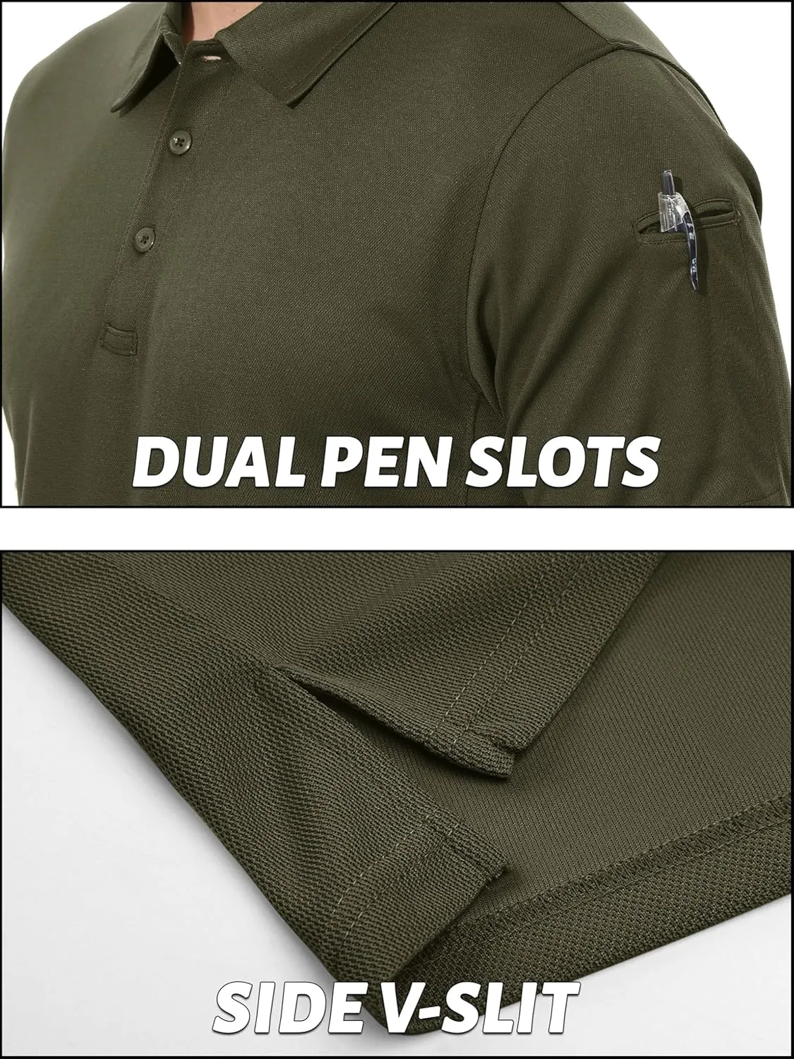 TACVASEN Men's Polo Shirts Dry Fit Tactical Golf Polos Short Sleeve Shirt UPF 50  Performance Collared Work Athletic
