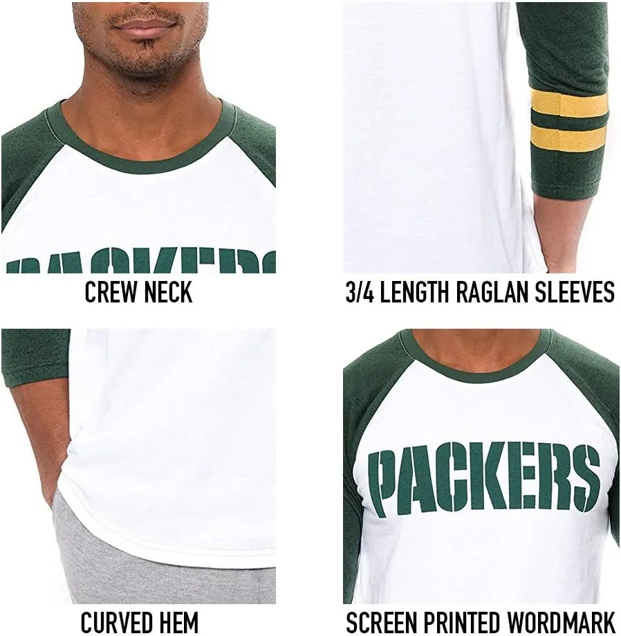 Ultra Game Adults NFL Official Super Soft Raglan Baseball Long Sleeve T-Shirt