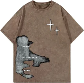 Verdusa Men's Letter Graphic Drop Shoulder T Shirts Casual Round Neck Tee Top