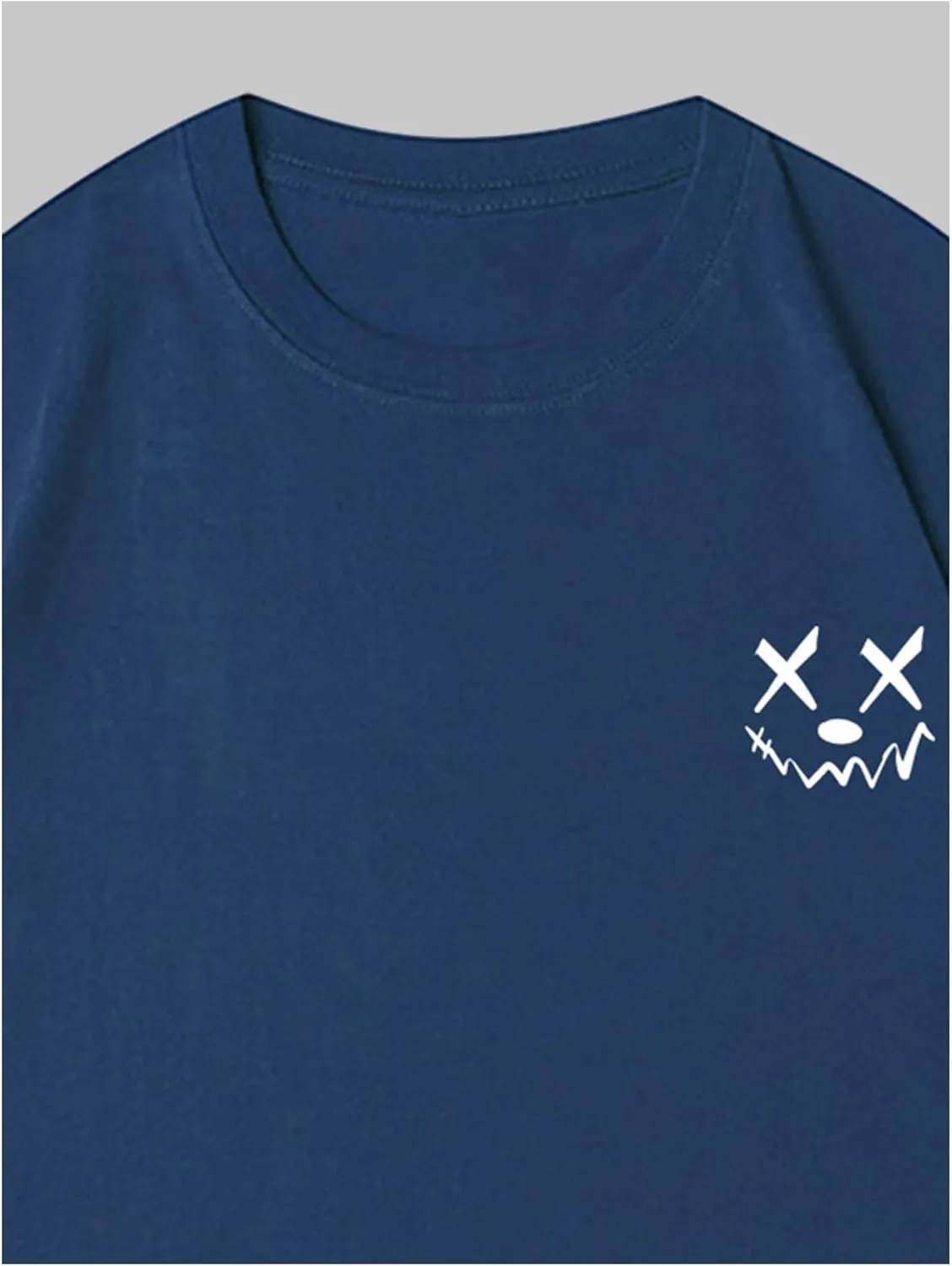 Verdusa Men's Letter Graphic Tees Oversized Cotton T Shirt Drop Shoulder Crew Neck Slogan Tee Top
