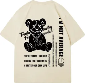 Verdusa Men's Letter Graphic Tees Oversized Cotton T Shirt Drop Shoulder Crew Neck Slogan Tee Top