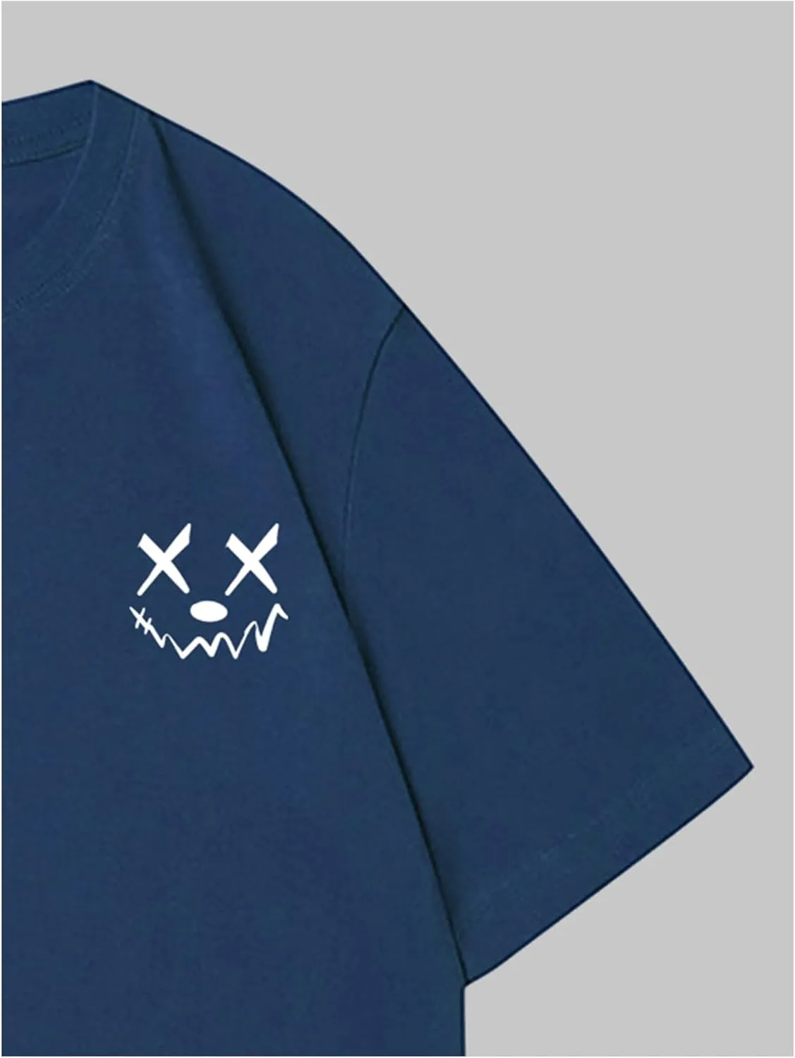 Verdusa Men's Letter Graphic Tees Oversized Cotton T Shirt Drop Shoulder Crew Neck Slogan Tee Top