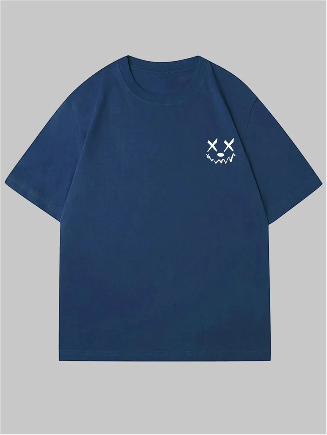 Verdusa Men's Letter Graphic Tees Oversized Cotton T Shirt Drop Shoulder Crew Neck Slogan Tee Top