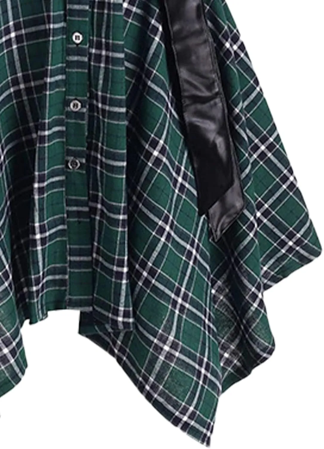 Women Plaid Shirt Dress with PU Waist Belt A-Line High Low Tunic Dresses Elegant Vintage Button Down Dress S-XXL