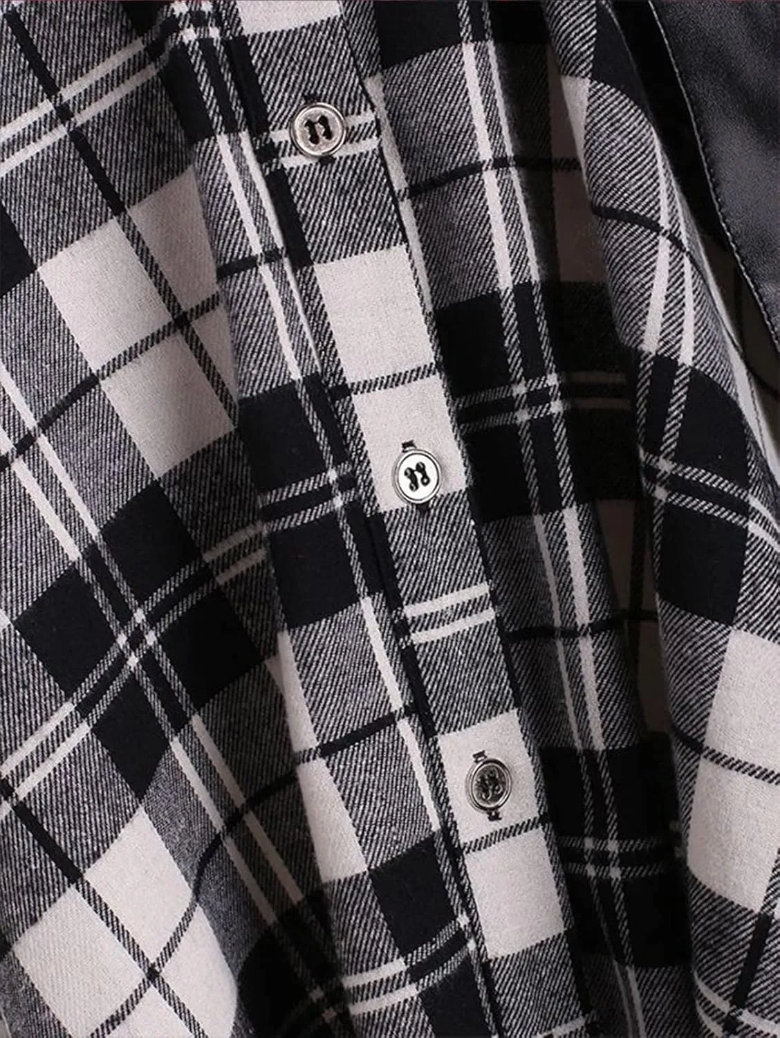 Women Plaid Shirt Dress with PU Waist Belt A-Line High Low Tunic Dresses Elegant Vintage Button Down Dress S-XXL