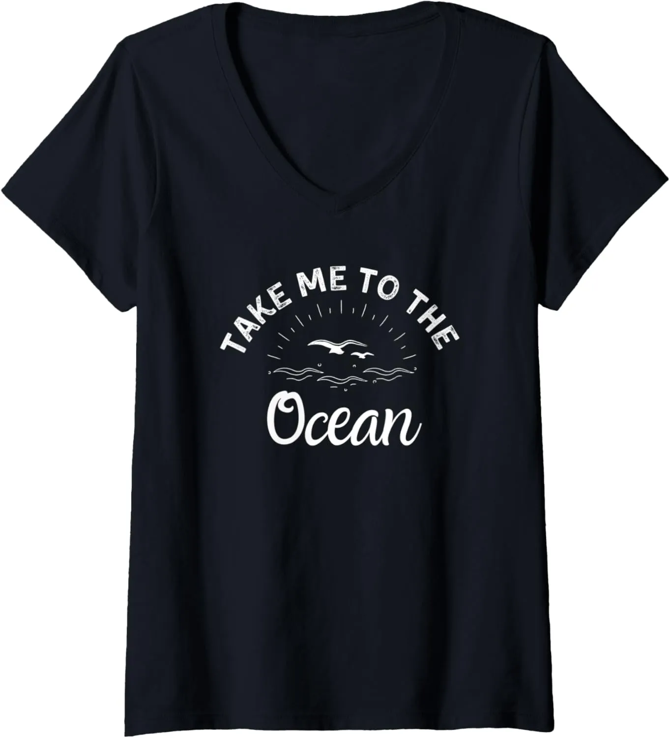 Womens Beach Waves Take Me to the Ocean V-Neck T-Shirt