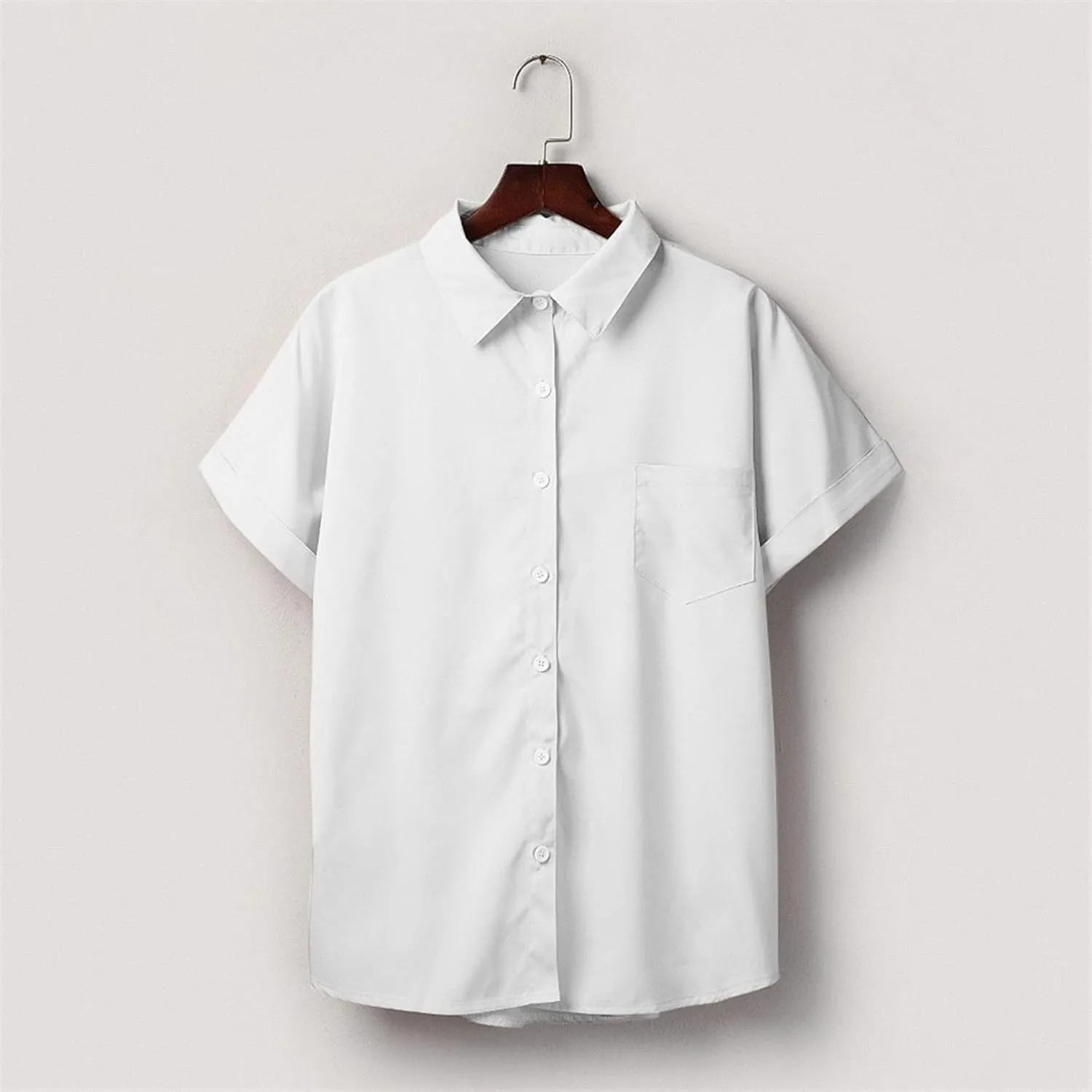 Womens Button Down Shirts Casual Cap Sleeve V Neck Shirt Business Work Blouses Slim Fit Summer Fashion Dressy Tops