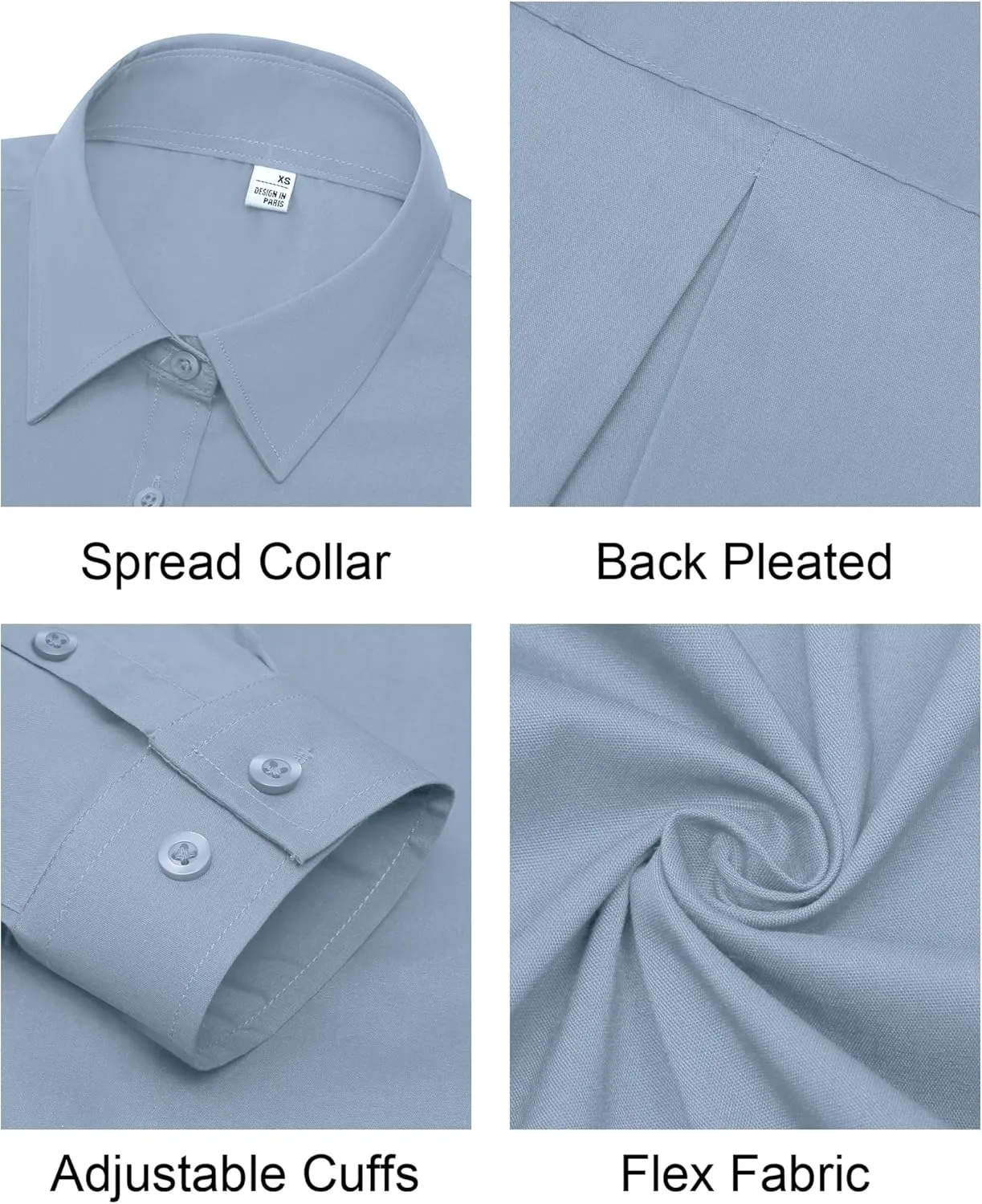 Women's Button Down Shirts Classic Fit Dress Shirt Work Business Casual Long Sleeve Blouse Tops