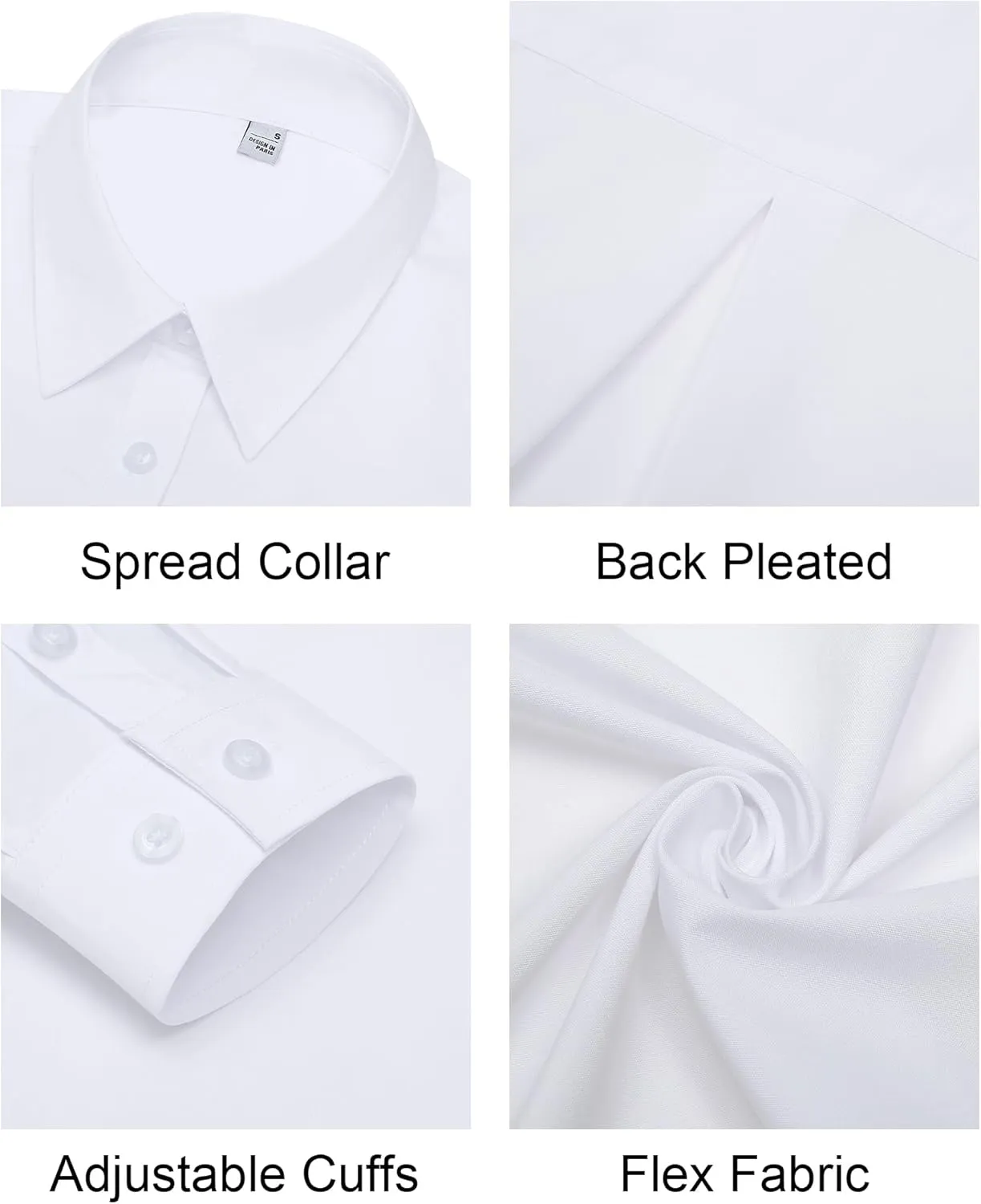 Women's Button Down Shirts Classic Fit Dress Shirt Work Business Casual Long Sleeve Blouse Tops