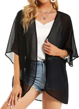 Womens Kimono Beach Cover Up Chiffon Cardigan Floral Tops Loose Capes