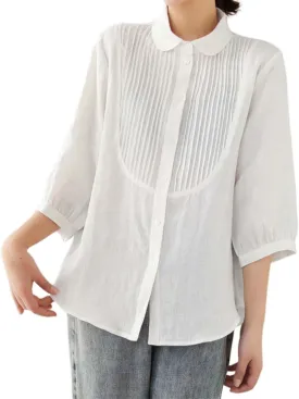 Womens Linen Shirts V-Neck Embroidery Blouse Floral 2025 Summer Tee Shirts Short Sleeve Loose T Shirts