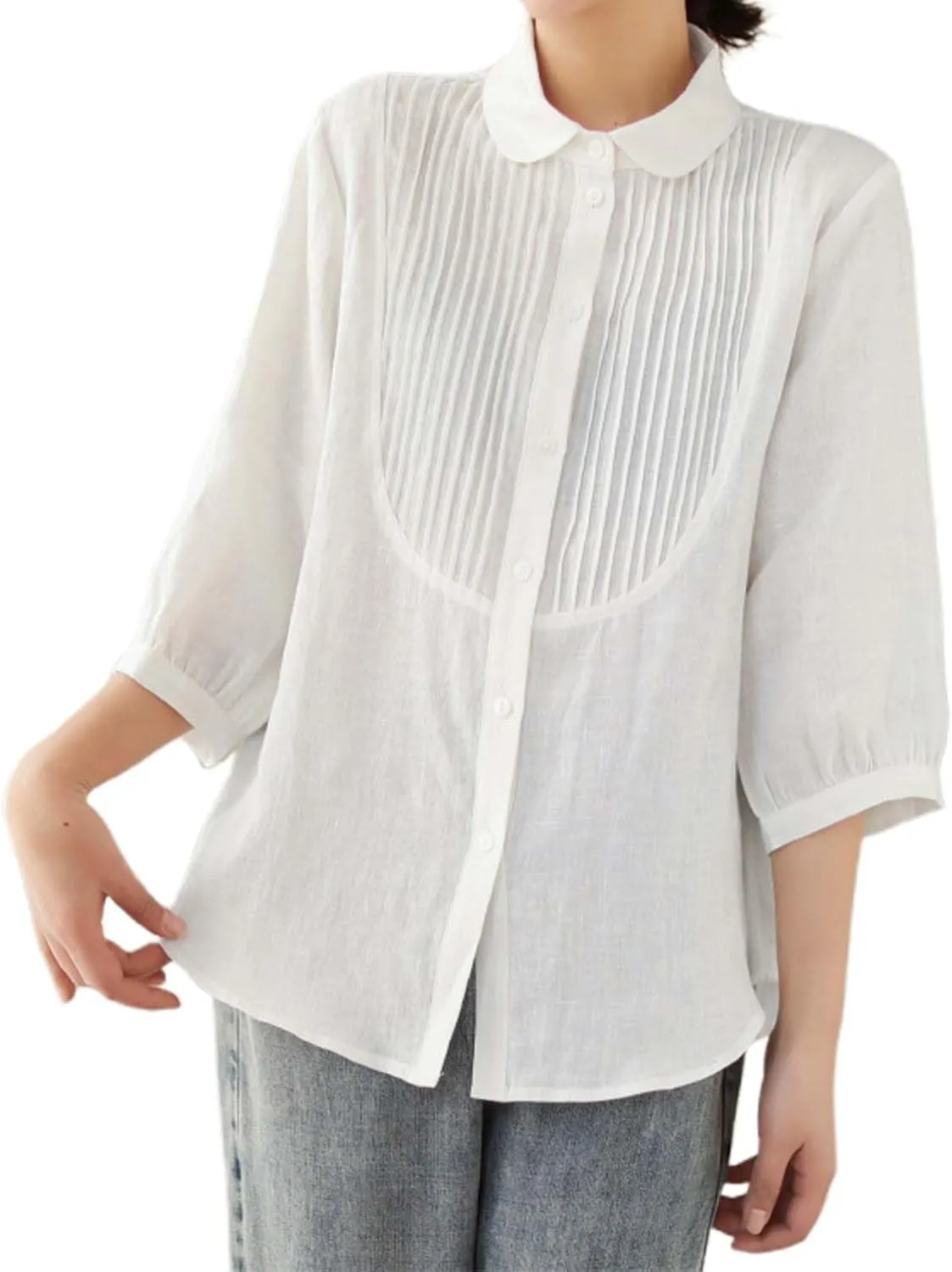Womens Linen Shirts V-Neck Embroidery Blouse Floral 2025 Summer Tee Shirts Short Sleeve Loose T Shirts